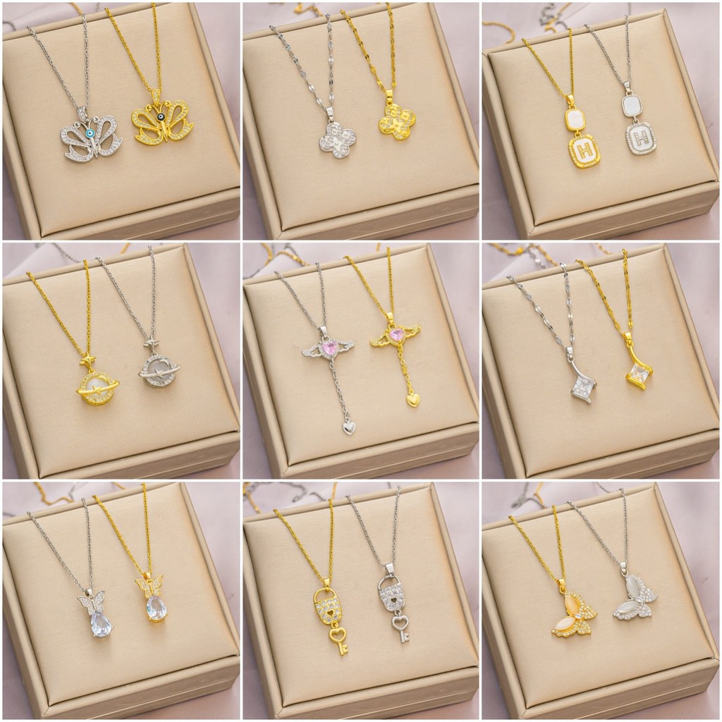 ((ลิงค์การผสมผสาน) ยุโรปสไตล์อเมริกันใหม่ทุกการแข่งขันสร้อยคอเหล็กไทเทเนียมจี้ระดับไฮเอนด์ออกแบบเพทายสร้อยคอโซ่กระดูกไหปลาร้า