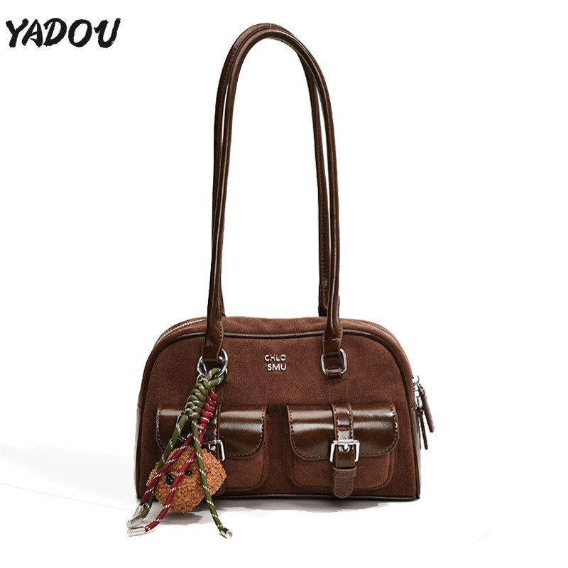 Yadou Retro niche Bowing bag ความจุขนาดใหญ่เวอร์ชั่นเกาหลี ins กระเป๋าสะพายพร็อพ