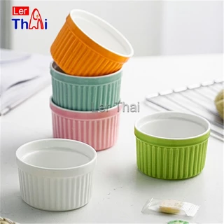 LerThai ถ้วยพุดดิ้ง สีสันแคนดี้ ชามเซรามิค ทนต่ออุณหภูมิสูง Baking mold