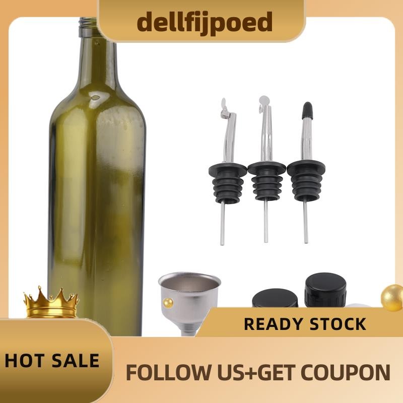 dellfijpoedGlass Olive Oil Bottle-500 Ml Green Oil and Vinegar Bottle with Pourer and Funnel-Olive O