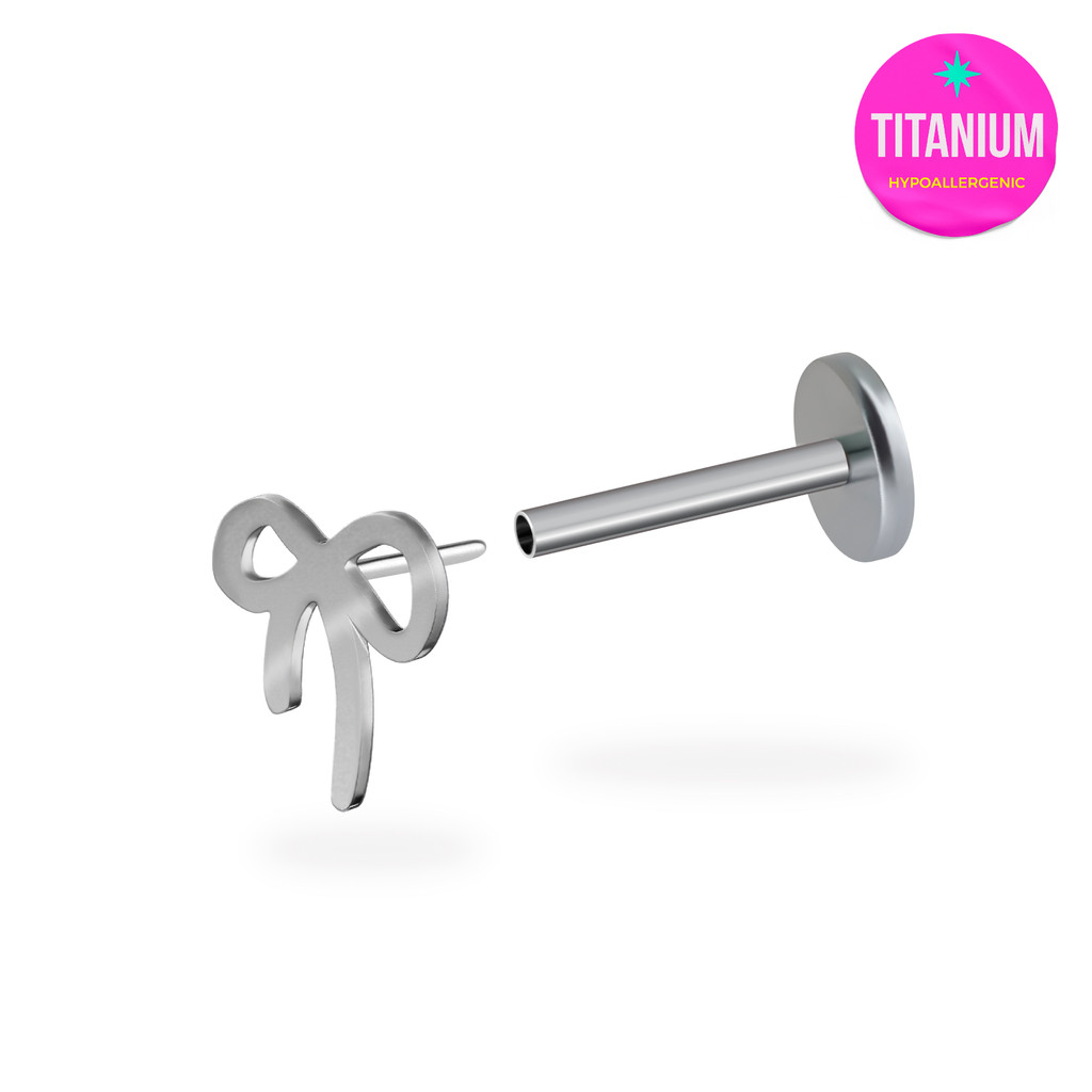 Doodle Ribbon Titanium Flatback Earring (1ชิ้น)