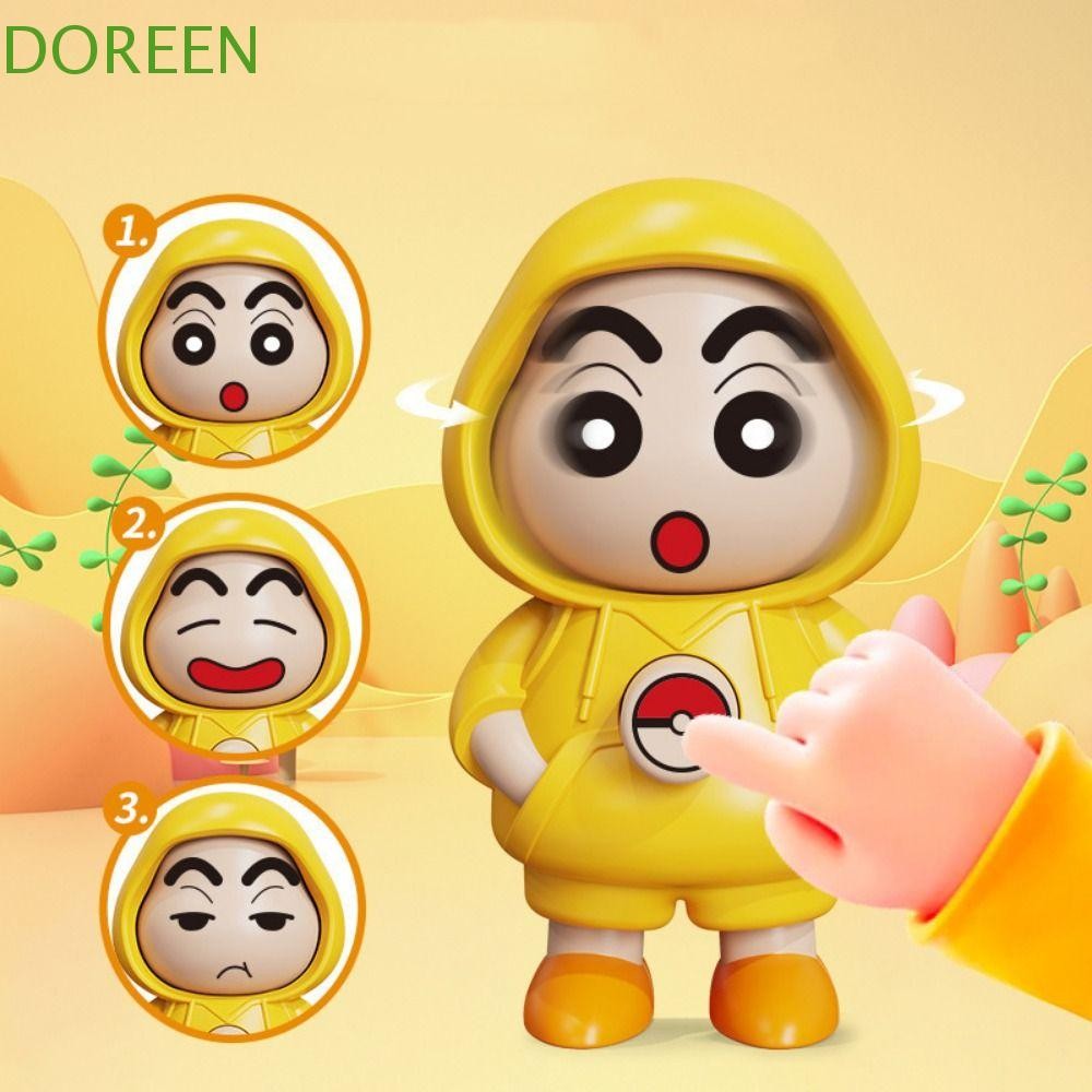 Doreen Crayon Shin-chan ตุ๊กตาเปลี่ยนหน้า,พร้อมพวงกุญแจพลาสติก Shin-chan Face แต่งหน้าของเล่น,ตุ๊กตาสไตล์จีน DIY หัตถกรรม 4 ใบหน้าเปลี่ยนของเล่นเด็กเล่นอุปกรณ์