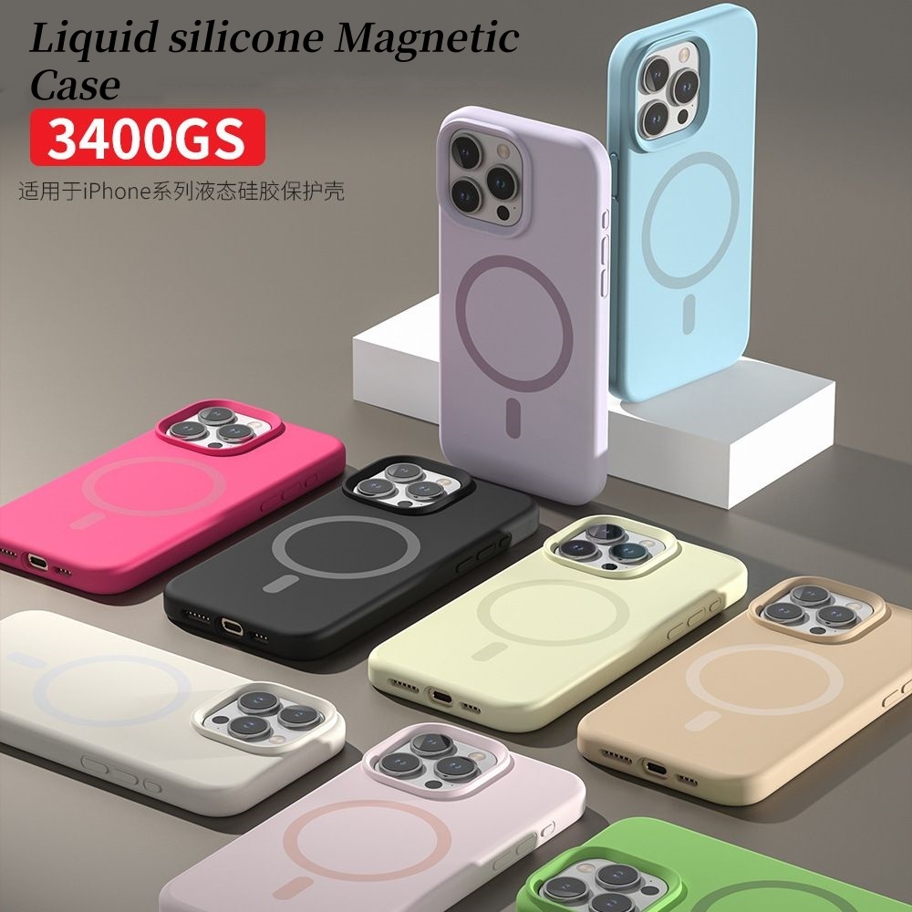 ซิลิโคนเหลวเคสโทรศัพท์แบบนิ่ม แม่เหล็กสําหรับ ไอโฟน 16 15 14 13 12 มือโปร สูงสุด 16 บวก เคสโทรศัพท์ป้องกันช็อตขั้นสูงและฝาครอบป้