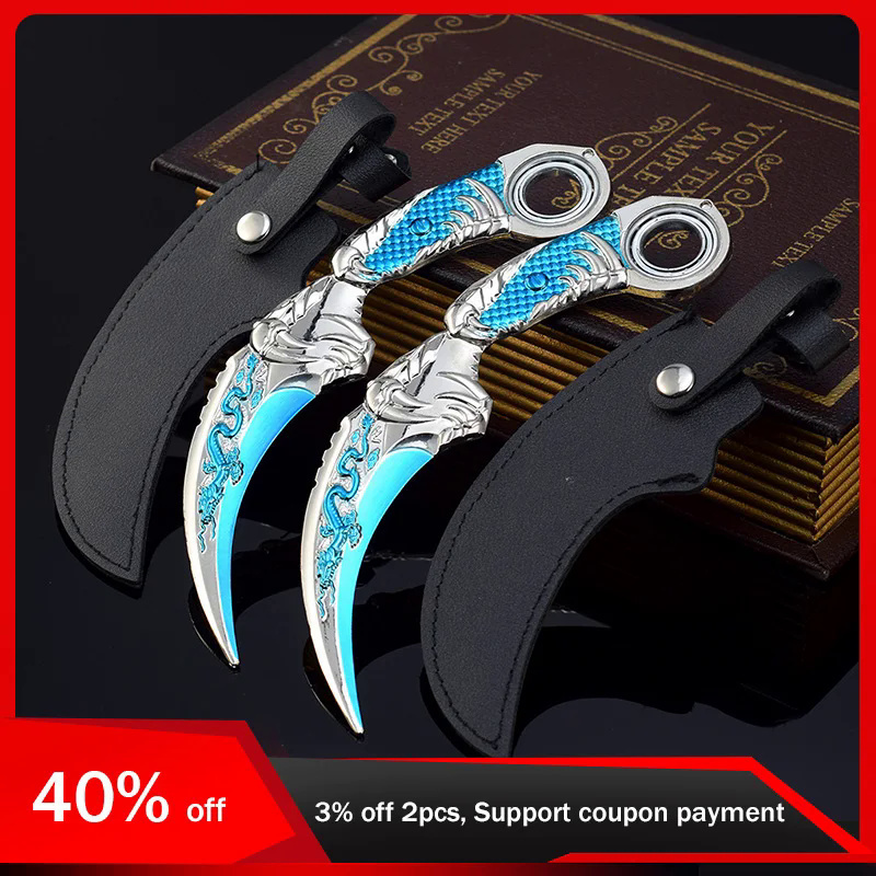🌈 18cm Global Strike Blue Dragon Golden Dragon Claw Knife Toy Sword Cosplay Metal Knive Model Game P