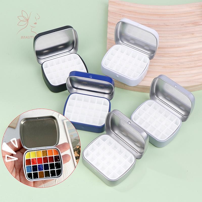 [maybeauty] กล่องดีบุกสีน้ําเปล่าแบบพกพา 24 กริดมินิสีน้ําสี Palette Travel Paing ถาดสีอุปกรณ์ศิลปะ {TH}