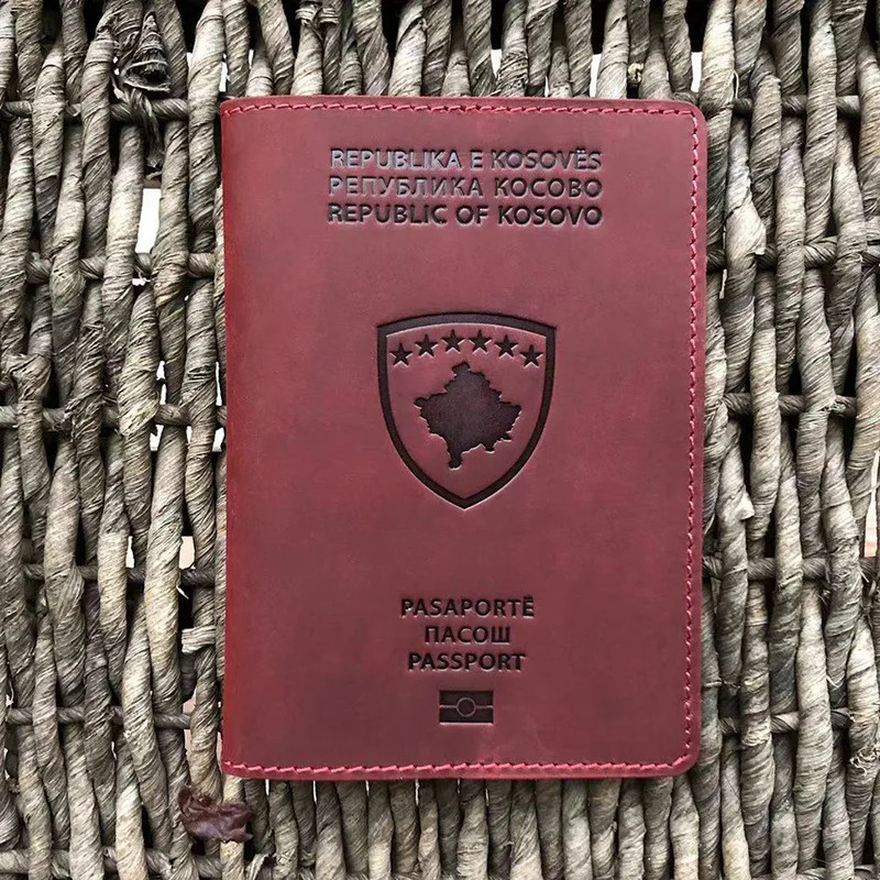 100% Genuine Leather Kosovo Passport Cover Kosovo Case for Passports Travel Passport Holder Full Gra