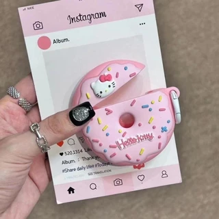 แมวน่ารัก Doughnut หูฟังสําหรับ Airpods 1/2/3/Pro 2 AirPods 4 Anti-lost หูฟังไร้สายบลูทูธชุดหูฟัง Dirt Resistance ฝาครอบป้องกัน