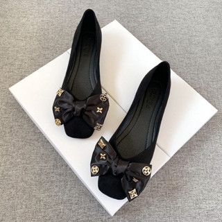 รองเท้าสตรีแบนหัวเหลี่ยมสไตล์เกาหลี  ตื้นปาก Softsole ลื่นบว…