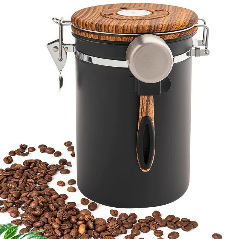 304 Stainless Steel Coffee Bean Vacuum Sealed Tank Coffee Tea Storage Container Coffee Canister with