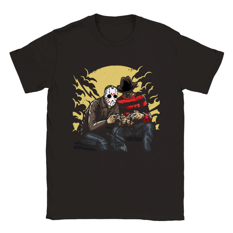 🎀👕 【Fashion】Dark Games เสื้อยืดฮาโลวีน Freddy Krueger Jason Voorhees เสื้อยืดสยองขวัญน่ากลัว