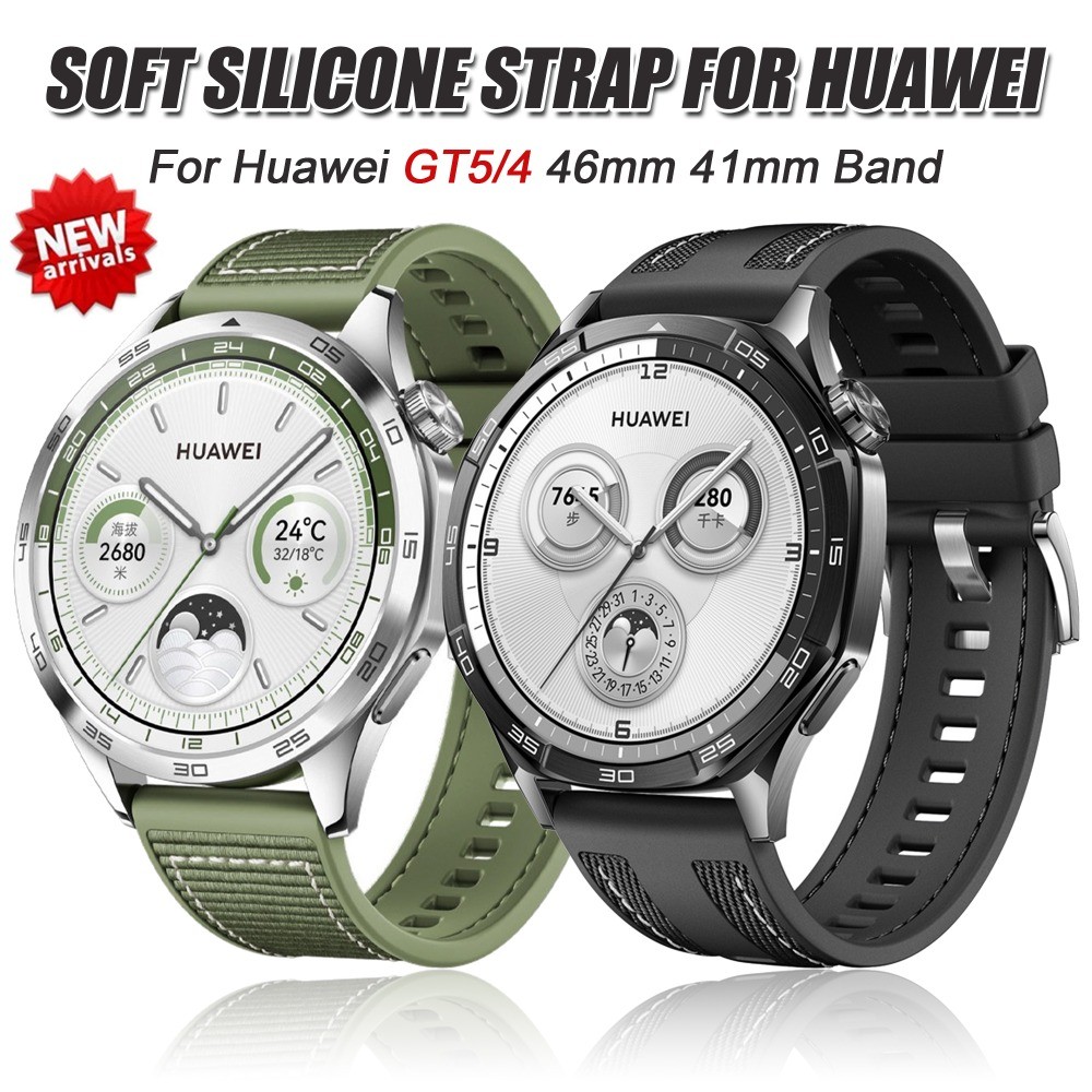 18 มม.22 มม.ซิลิโคน + สายทอสําหรับ Huawei Watch GT5/4 46 มม.41 มม.นาฬิกา 4/3 Pro Smartwatch Band สําหรับ Huawei นาฬิกา GT Runner เข็มขัดอุปกรณ์เสริม