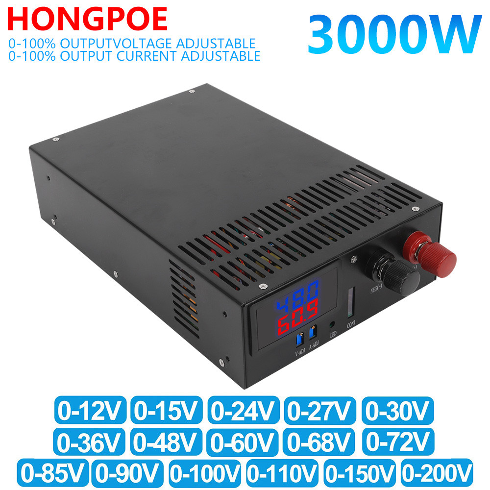 3000W Switching Power Supply 0-12V ปรับเอาต์พุต 15V 24V 36V 48V 60V 80V 100V 110V 200V AC to DC Led Dispaly SMPS