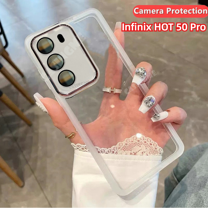 Infinix HOT 50 Pro 2024 ปลอกโปร่งใสสําหรับ Infinix HOT 50Pro Hot50Pro 50i 50 Pro 4G 5G 2024 เคสโทรศัพท์ชุบโปร่งใสนุ่มบางใสกล้องป้องกันปกหลัง