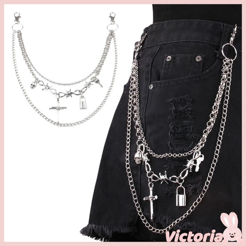 Vic Multilayer Body Chain กางเกงยีนส์กางเกงโซ่ Cool Crosses กางเกงเสื้อผ้าโซ่
