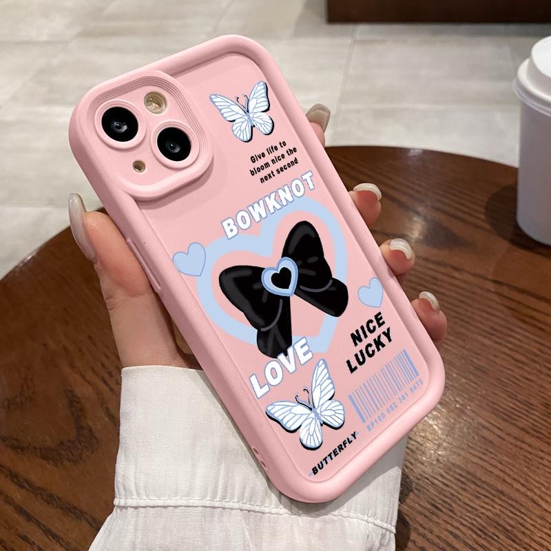 เหมาะสำหรับ VIVO V29 Pro V27 V25 5G V25e S17 S17t T1x 4G U10 U3x กรณีโทรศัพท์ที่ดูดีเคส Simple Bow