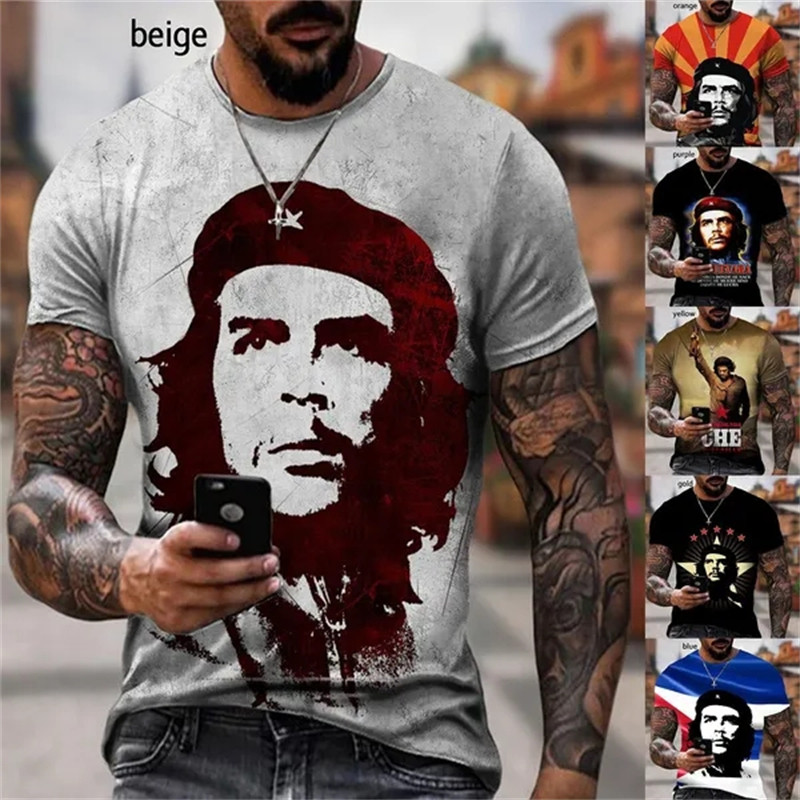 ฤดูร้อนใหม่แฟชั่น Che Guevara Retro 三维 พิมพ์เสื้อยืดผู้ชายผู้หญิงสบายๆ Harajuku Top แขนสั้น Tshirt Tees