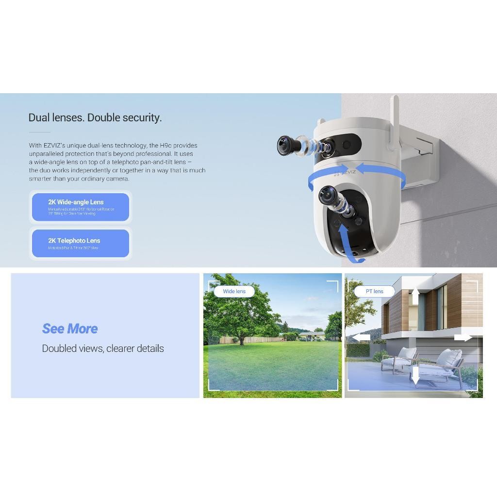 EZVIZ H9C 6MP DUAL LENS PAN & TILT WI-FI CAMERA (3MP+3MP) AI-POWERED กล้องวงจรปิดภายนอก