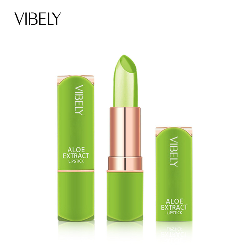 Vibely Jelly เปลี่ยนสีลิปสติกว่านหางจระเข้เปลี่ยนอุณหภูมิลิปสติกไม่ซีดจางเจ็ดสีให้ความชุ่มชื้นลิปสติ