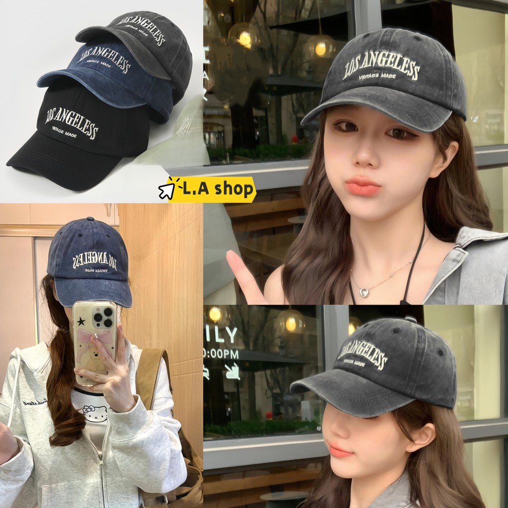 หมวกแก๊ปเบสบอลปักอักษร  สไตล์วินเทจ ปรับสายได้ "MK-8" L.A Shop★สไตล์ใหม่★