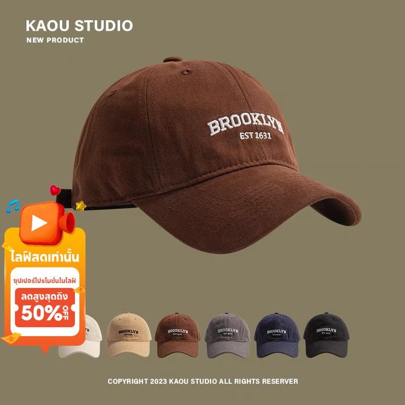 Brooklyn ปักเบสบอลหมวก Retro ล้างหมวกผ้าฝ้ายสําหรับ Unisex สวมใส่ทุกวัน