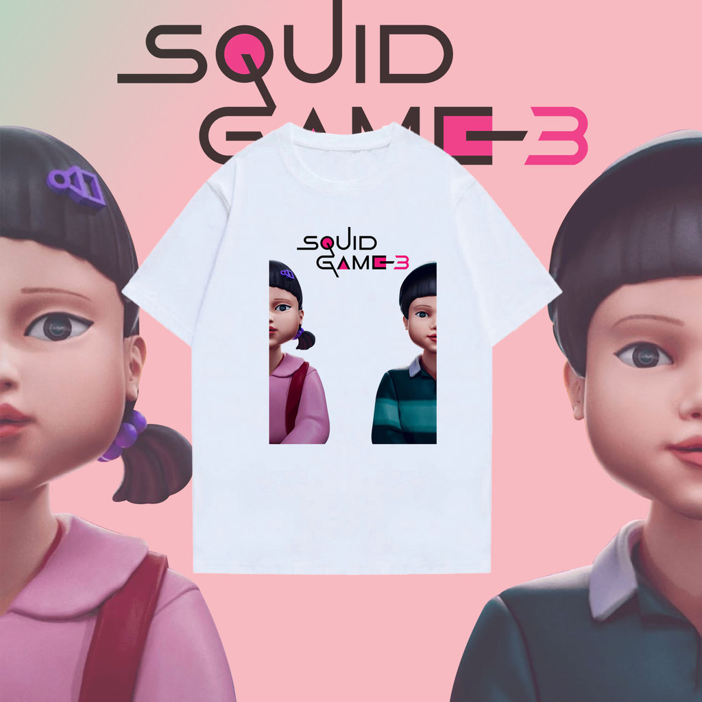 เสื้อผ้าฝ้าย 'Squid Game 3' เสื้อผ้าฝ้ายสำหรับผู้ชายและผู้หญิงเสื้อฤดูร้อน