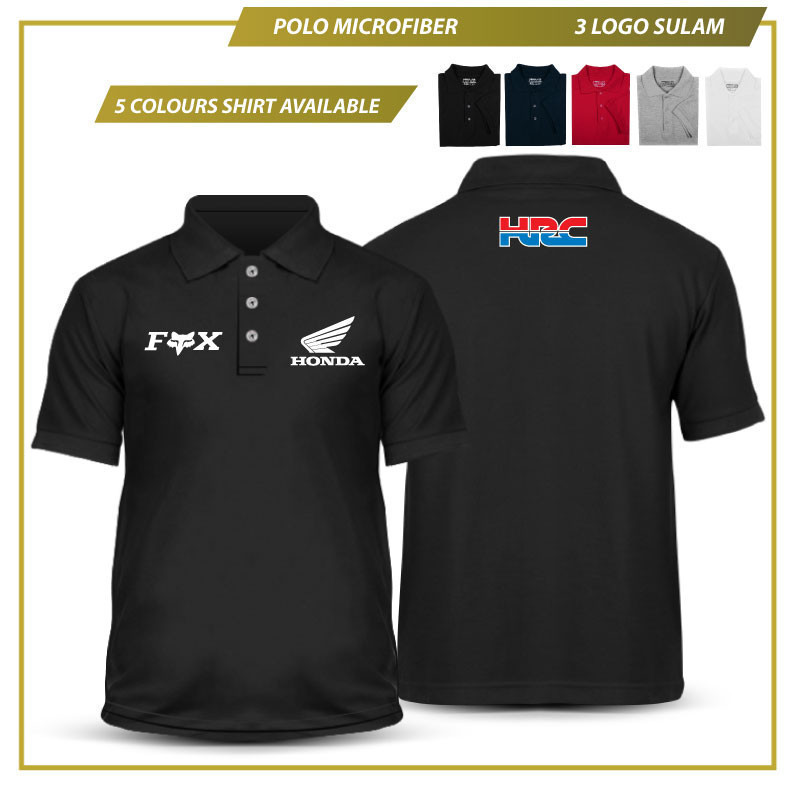 เสื้อโปโลไมโครไฟเบอร์ Honda HRC Fox ทีม Repsol WSBK Baju Premium Design Tee เสื้อ DRI FIT Lelaki ผู้