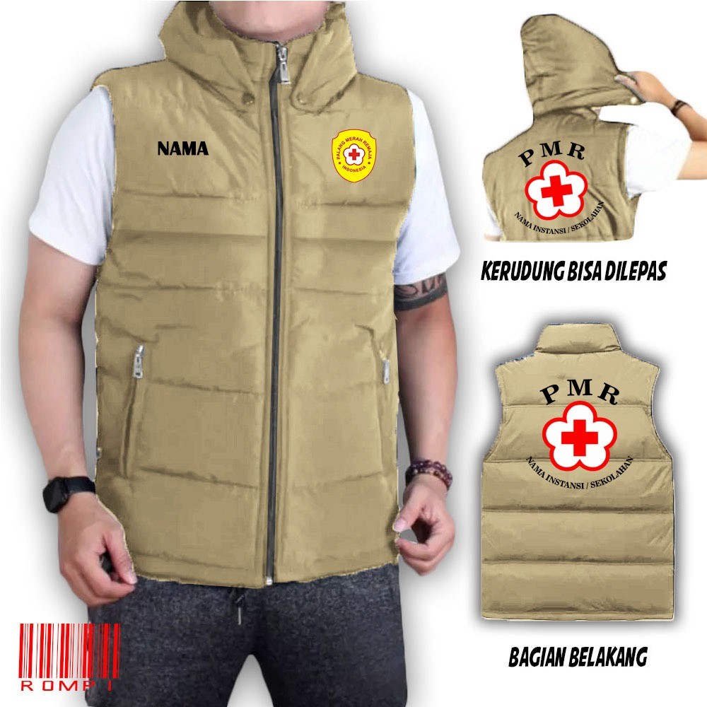 MERAH PMR PARACHUE VEST (SONGKET สีแดงสําหรับ TEENS) BLATING สําหรับผู้ชายและผู้หญิง / FREE CUSTOM N