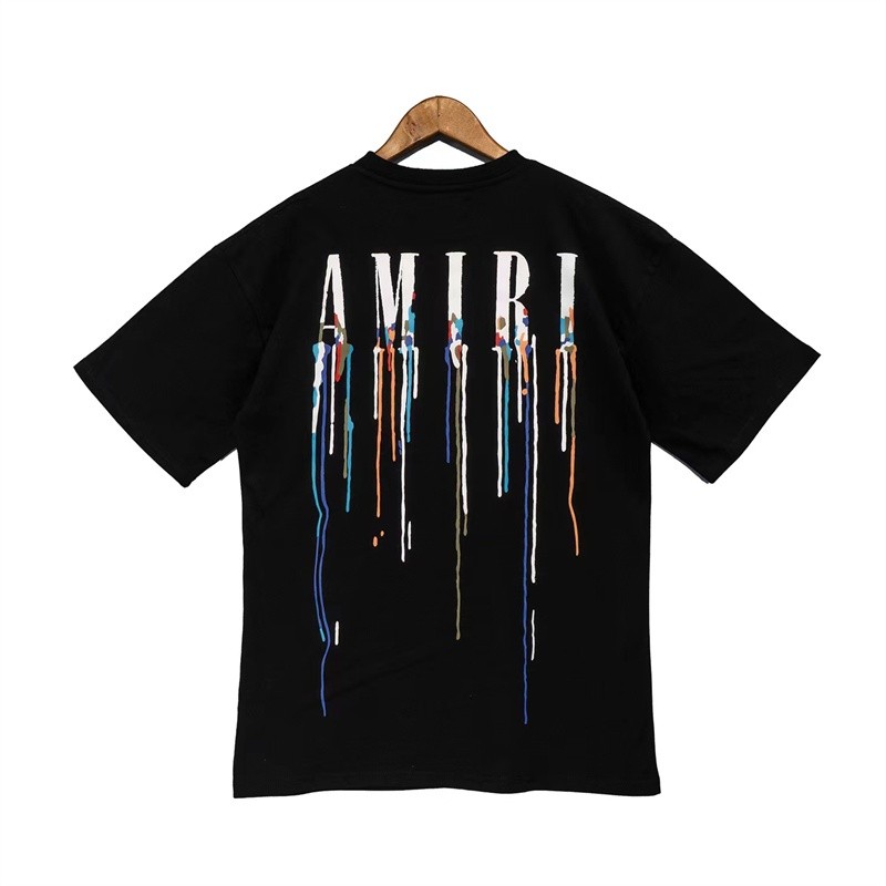 เสื้อยืดแขนสั้นคอกลมพิมพ์โลโก้ Amiri สไตล์สตรีท สำหรับฤดูใบไม้ผลิ