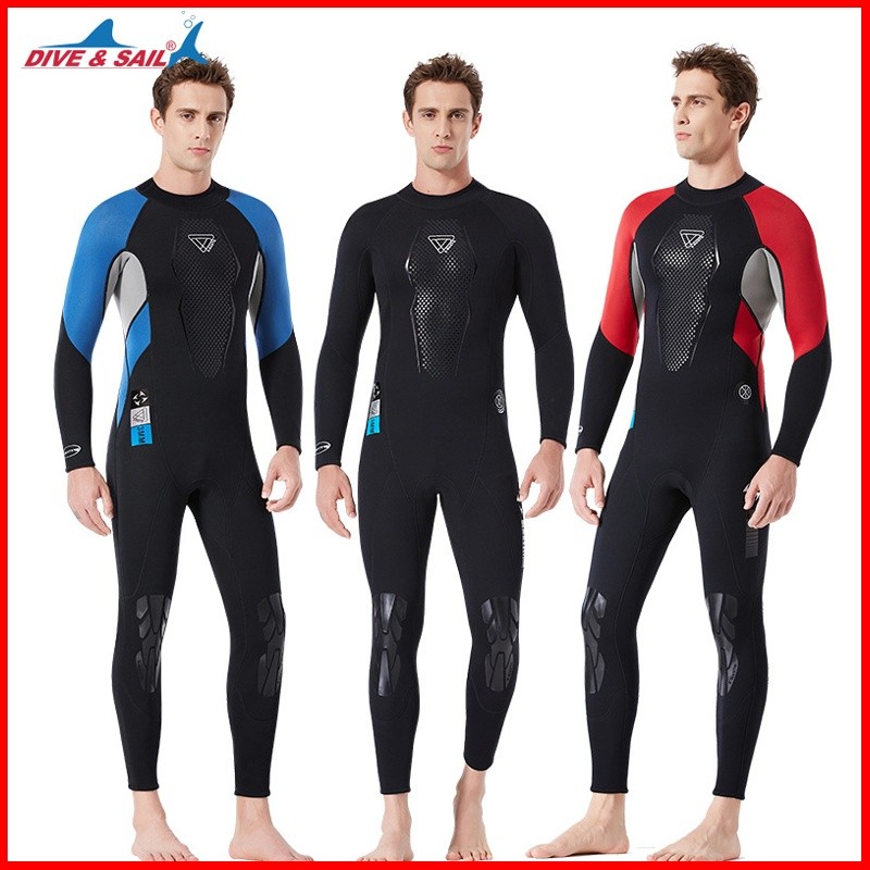 พร้อมสต็อก! ชุดดำน้ำ DIVE & SAIL ขนาด 3 มม. ผู้ชาย สวมแบบเนโอเพรน พิมพ์ลายรังผึ้ง ใช้ได้ทั้งกลางแจ้งและในสระ