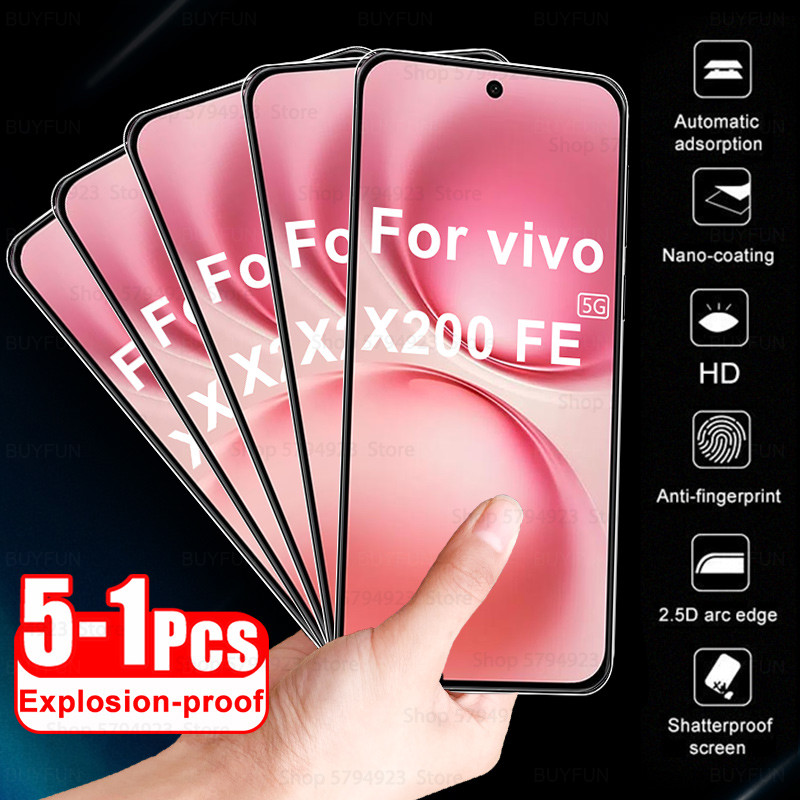 5-1Pcs สําหรับ vivo X200 FE X200FE 5G ป้องกันกระจกใสป้องกันหน้าจอ Vivo X 200 FE 200FE vivox200FE กระ