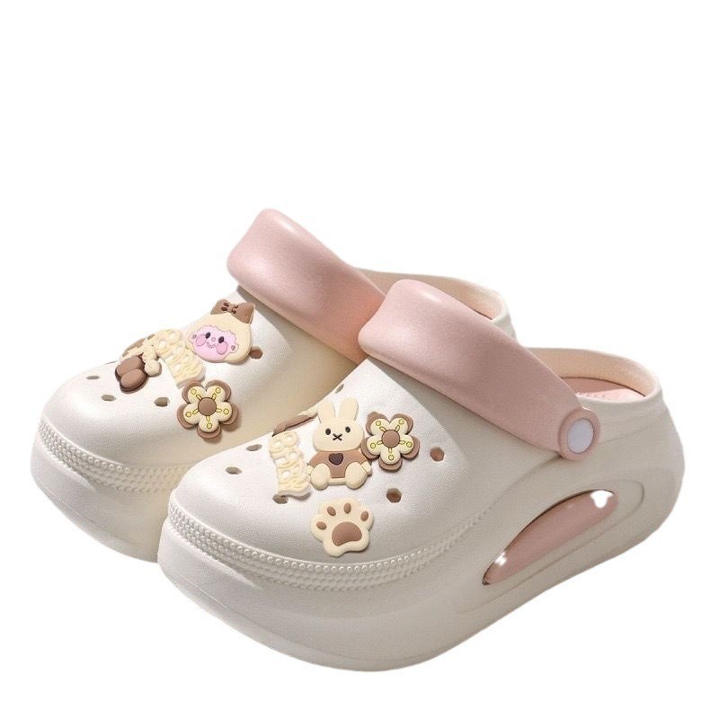 จัดส่งจากกรุงเทพฯรองเท้าแตะผู้หญิงพื้นหนา รองเท้าหัวโตกันลื่น รองเท้าแตะกลางแจ้งพื้นนุ่ม พร้อมชุดอุปกรณ์เสริมรองเท้าX124 - รูปที่ 3