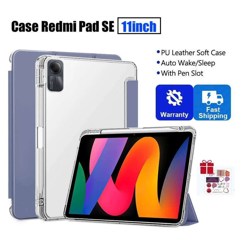 เคส Redmi Pad SE 11 นิ้วพร้อมช่องเสียบปากกาแม่เหล็กป้องกัน Xiaomi Redmi Pad SE 11 นิ้วเคสด้านหลังโปร