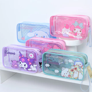 Sanrio - กระเป๋าดินสอ กระเป๋าเครื่องสำอาจ ลายการ์ตูน สีใส PVC กันน้ำ ลายน่ารัก - ลิขสิทธิ์แท้