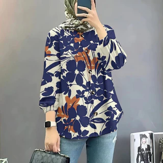 2025 Baju Raya Muslimah เสื้อเชิ้ตแขนยาว T เสื้อ Baju Muslimah เสื้อสไตล์ Plus ขนาดผู้หญิงเสื้อดอกไม้