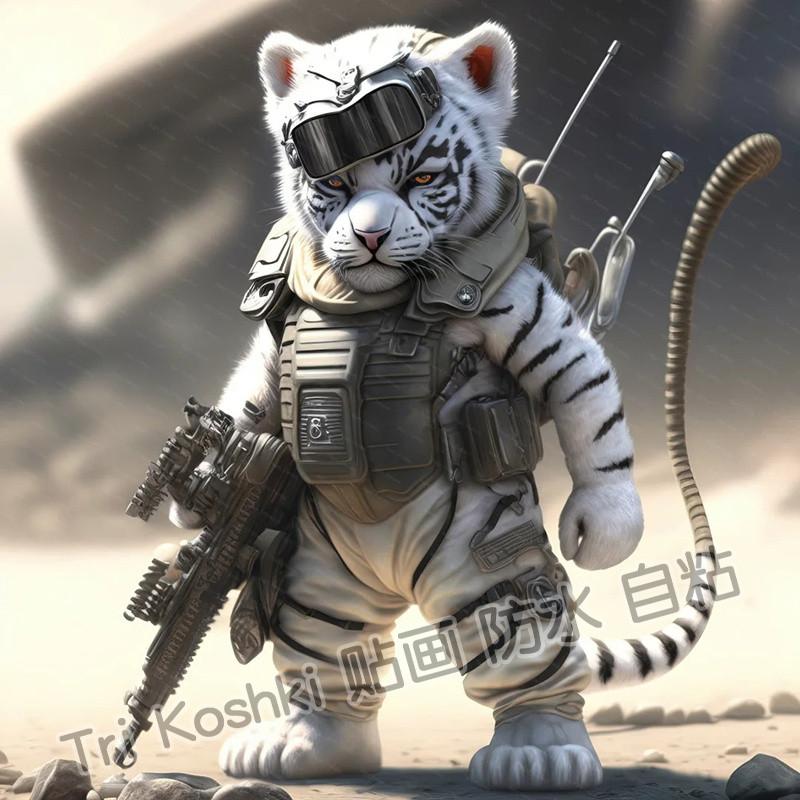 New Product#Cartoon National Trend Special Camouflage Tiger Dog Stickers Indoor Wall Stickers Refrig