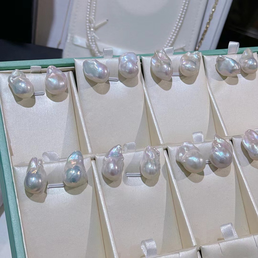 ต่างหูกะลาสีบาร็อค ส่องประกายสดใส และต่างหูมุกทรงหยดน้ำ สำหรับผู้หญิง