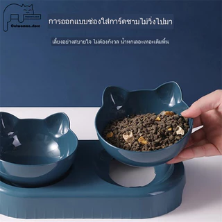 【PET RECORD】🔥ชามอาหารสุนัขแมว พลาสติก 3 หลุม พร้อมชามน้ำ วัสดุ PP คุณภาพสูง ใช้งานสะดวก ล้างง่าย