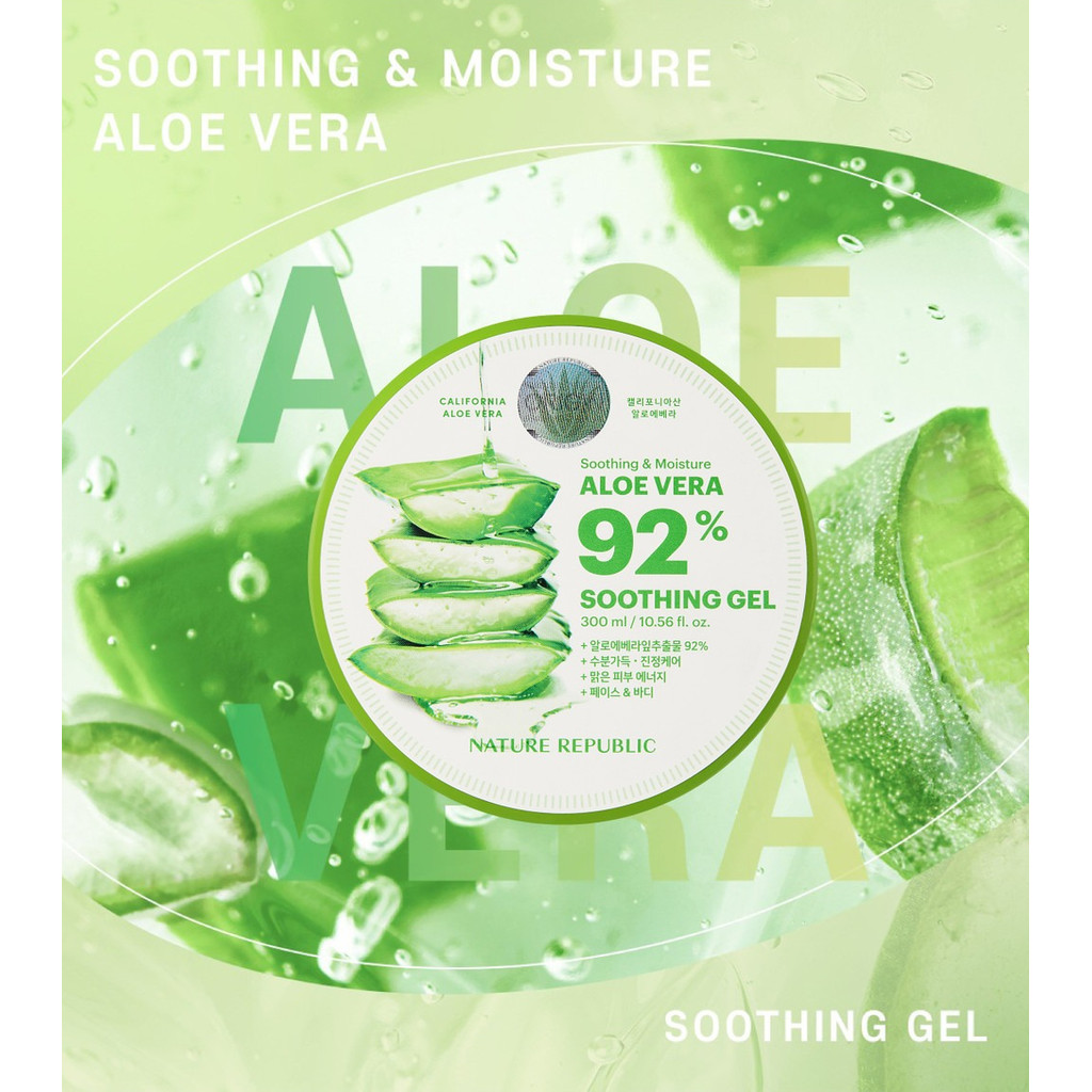 Nature Republic Soothing  Moisture Aloe Vera 92% Soothing Gel 300mlเจลว่านหางจระเข้ เนเจอร์รีพับบลิค