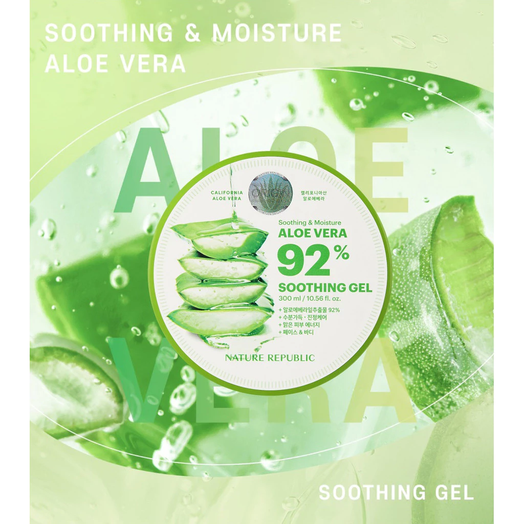 Nature Republic Soothing Moisture Aloe Vera 92% Soothing Gel 300mlเจลว่านหางจระเข้ เนเจอร์รีพับบลิค