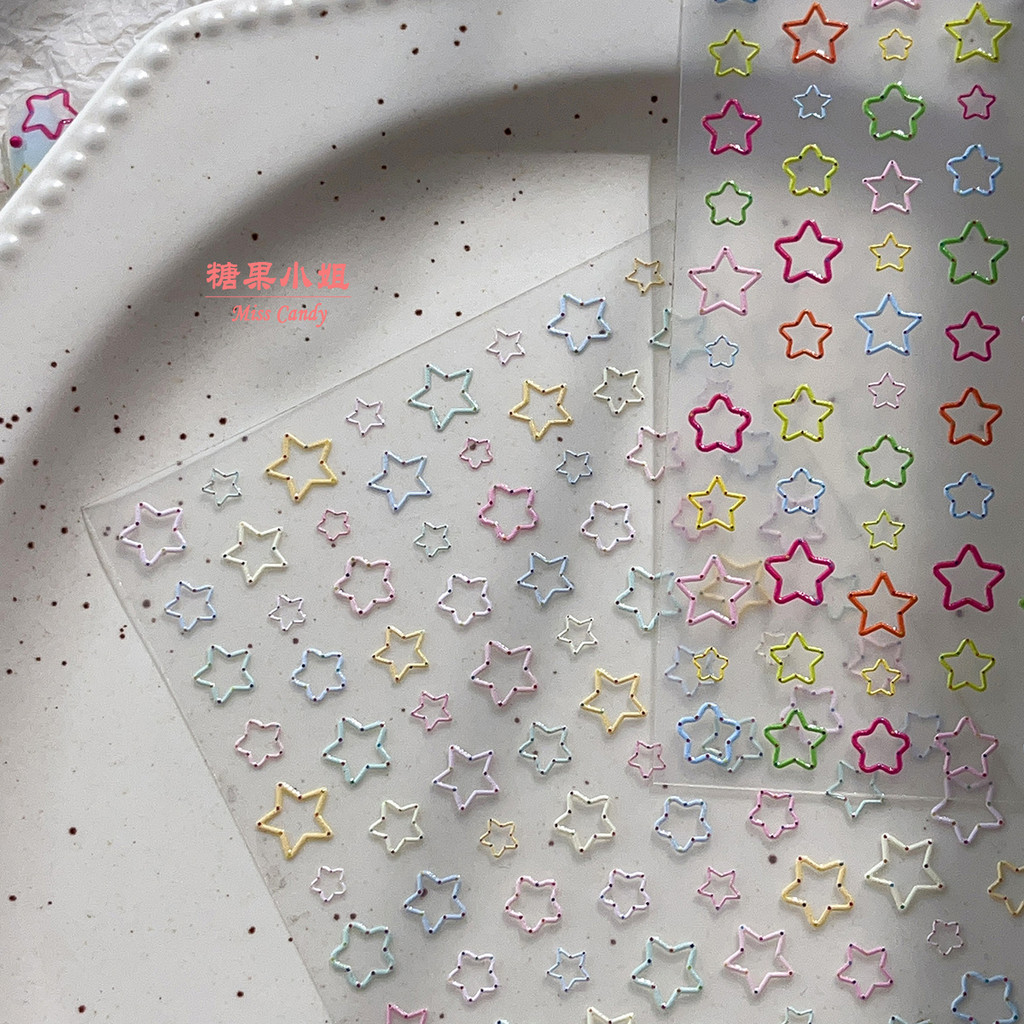 โปร่งใสโปร่งใสธรรมดา Macaron Star Spots สติ๊กเกอร์ติดเล็บหวานน่ารักสติ๊กเกอร์ตกแต่ง YT5610