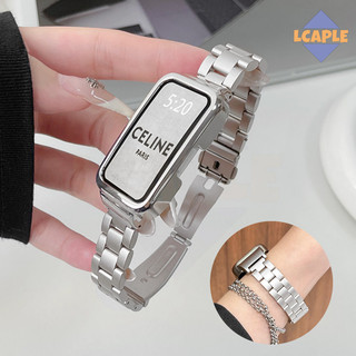 Anti Gores กรณีคอมพิวเตอร์แข็งสายรัดโลหะสำหรับวง for Huawei Band 10 9 8 สายรัดสแตนเลสสำหรับวง for Huawei Band 10 9 8 NFC