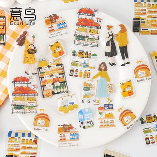 30 ชิ้นสมุดภาพสติกเกอร์สําหรับ Scrapbooking อุปกรณ์ PET โปร่งใสตัวอักษรและอาหารภาพประกอบสติกเกอร์สําหรับ Junk Journaling Bullet Journal Planner DIY Craft Embellishment