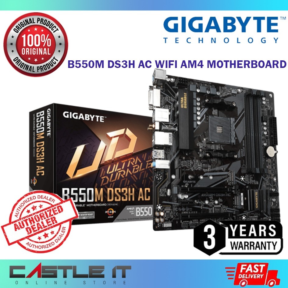 Gigabyte B550M DS3H AC WIFI AM4 เมนบอร์ด Combo Deal Ryzen 7 5 3 5600X 5600G 5700G 5800X เมนบอร์ด
