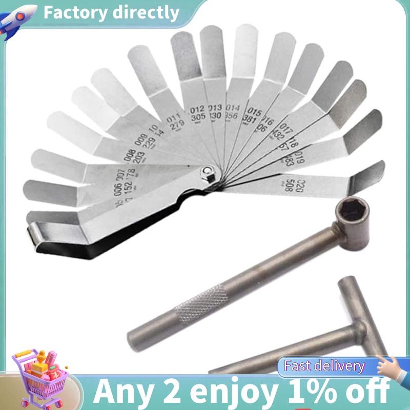 LU-3 ชิ้นสกรูวาล์วปรับ Spanner เครื่องมือวาล์ว Clearance ปรับเครื่องมือ + Feeler Gauge 0.005 - 0.029