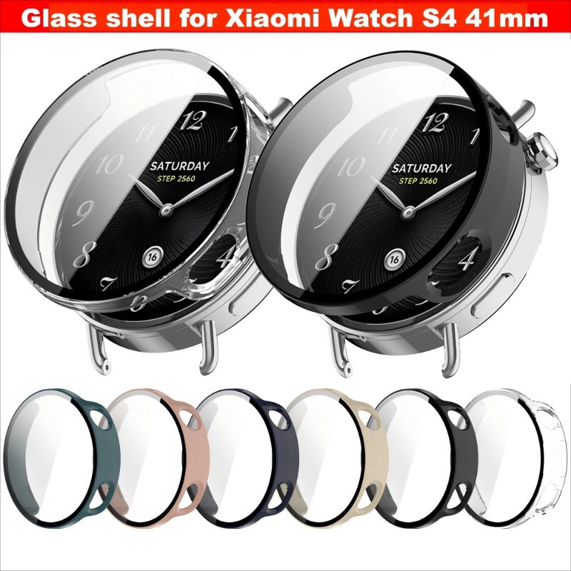 PC + กระจกนิรภัยสําหรับ Xiaomi Watch S4 41 มม. เคสสมาร์ทวอทช์เต็มรูปแบบฝาครอบเปลือกแข็ง