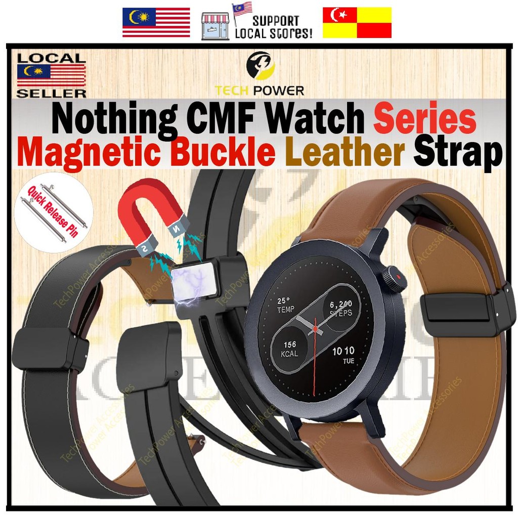 Nothing CMF Watch 3 Pro / Pro 2 / CMF Watch Pro, 22 มม.หนังพรีเมี่ยมหัวเข็มขัดแม่เหล็กสําหรับนาฬิกา 