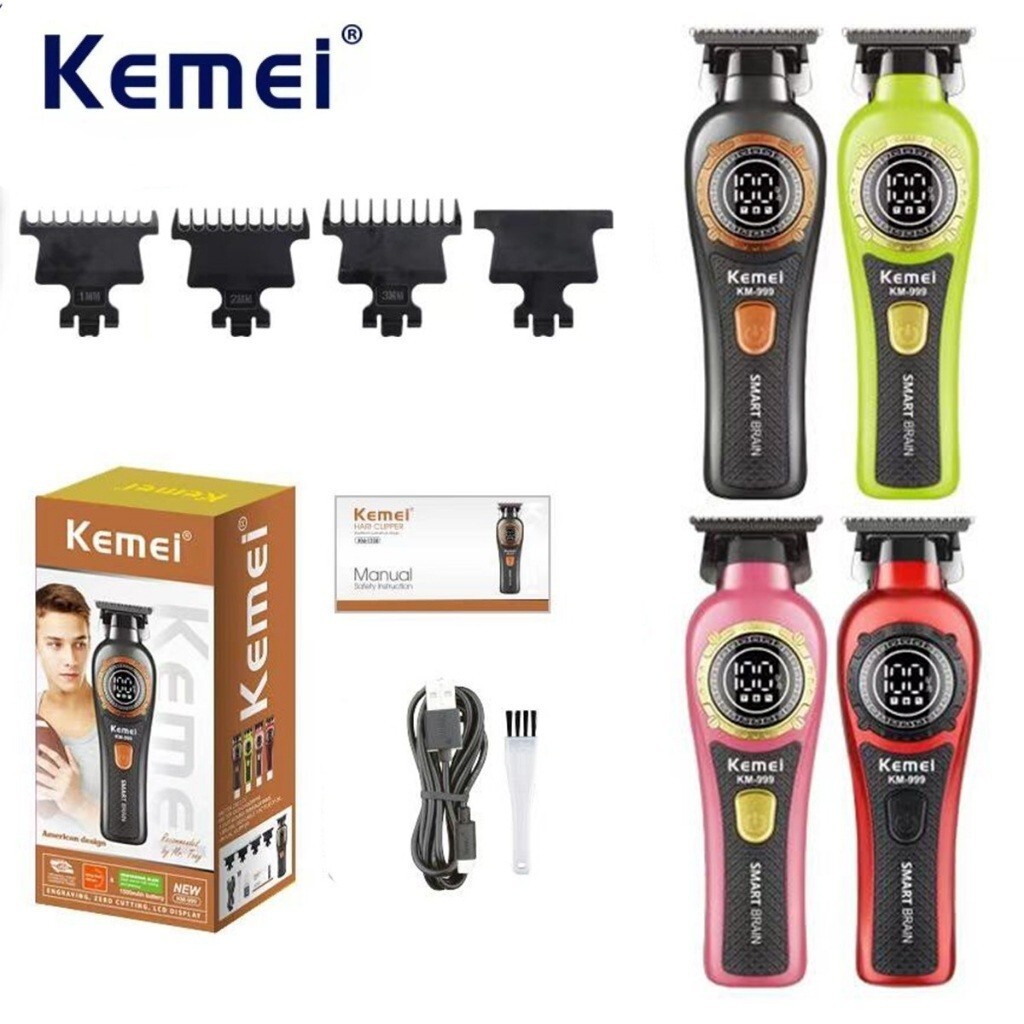 Kemei KM999 Professional Hair Trimmer Men DLC TBlade Zero Gapped Hair Clipper ไฟฟ้า Finishing ตัดผม