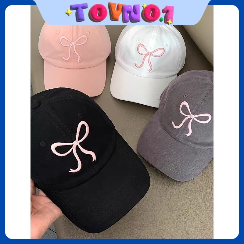 ToyNo.1🧸พร้อมส่ง🧸"MK-1" หมวกแก็ป "ปีกโบว์" มินิมอล หมวกเบสบอล แฟชั่นเกาหลีcotton cap