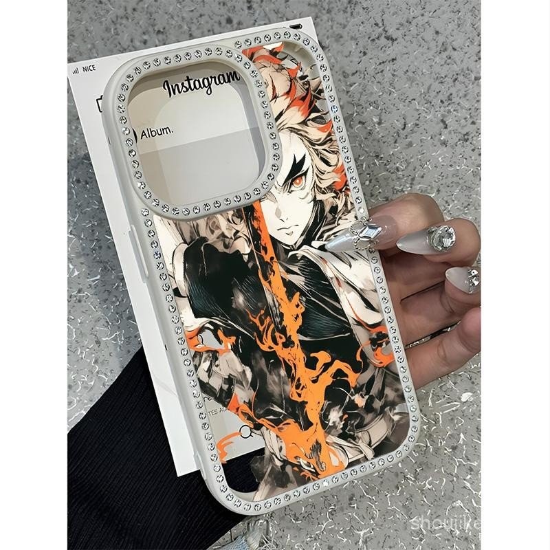 Ghost Slayer CartoonFlashingเพชรGhost SlayerตัวละครสําหรับiPhone 11 14 12 13 16 15 13PRO 12PRO 13PRO