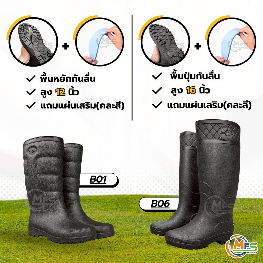 รองเท้าบูท กันน้ำ  Canue รุ่น B01 - 12 นิ้ว/ B06 - 16 นิ้ว ทนทาน ผลิตในประเทศไทย - MFS65 - รูปที่ 2
